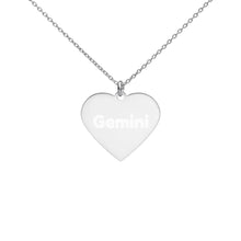 Load image into Gallery viewer, {GEMINI} Engraved Silver or Gold Heart Necklace