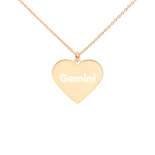 Load image into Gallery viewer, {GEMINI} Engraved Silver or Gold Heart Necklace