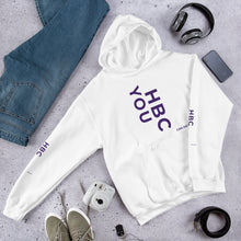 Load image into Gallery viewer, HBCU Unisex Hoodie (purple letters)