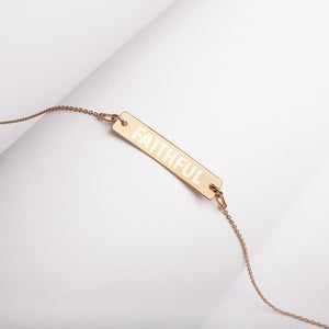 [FAITHFUL] Engraved Silver Bar Chain Necklace