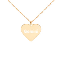 Load image into Gallery viewer, {GEMINI} Engraved Silver or Gold Heart Necklace
