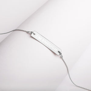 [I'M ENOUGH} Engraved Silver or Gold Bar Chain Necklace