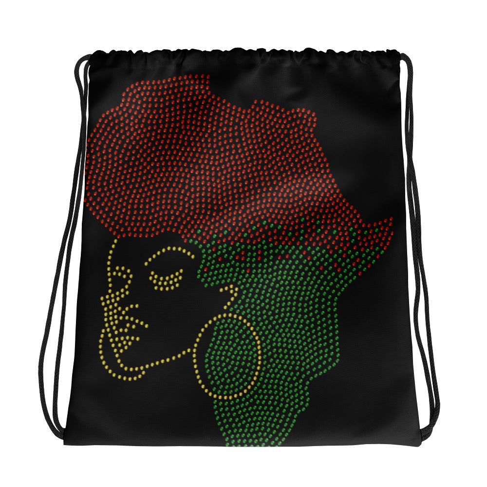 African Queen Drawstring backpack bag