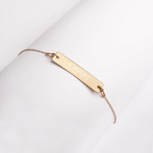 {LOVE} Engraved Silver or Gold Bar Chain Bracelet