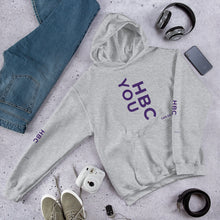 Load image into Gallery viewer, HBCU Unisex Hoodie (purple letters)
